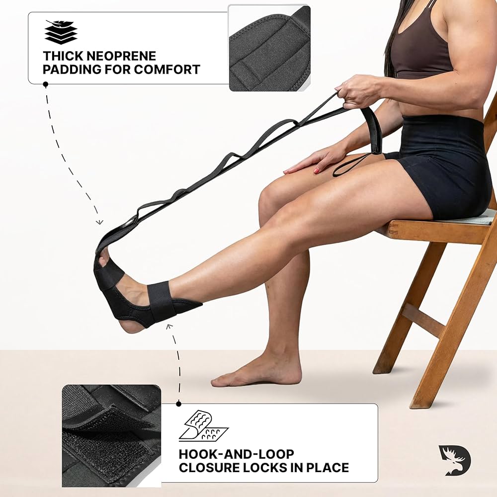 Flex Strap Pro — three configurations for calf, quad, and hip stretching
