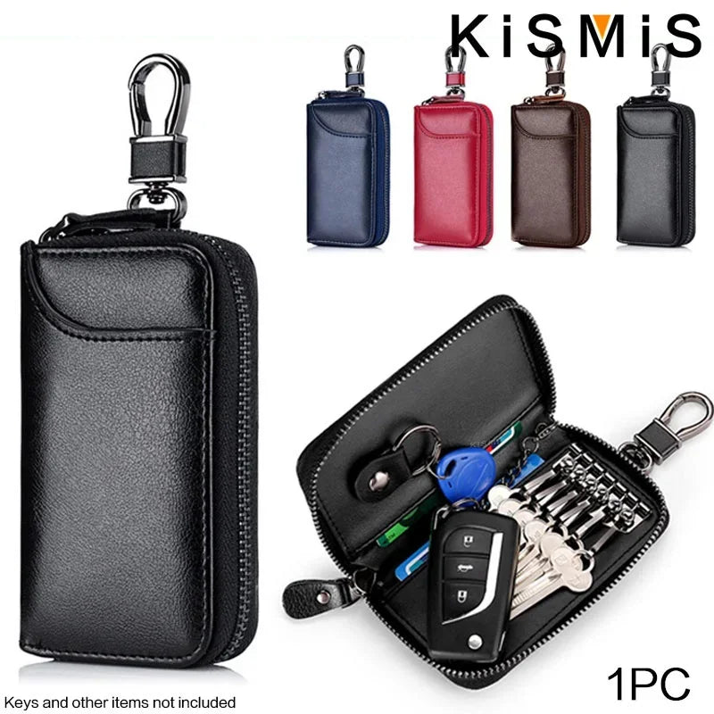 Compact Genuine Leather Key Organizer Pouch